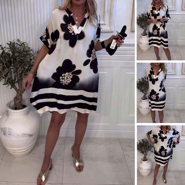 Chrysanthi – Fashionable, Loose-Fitting Floral Dress