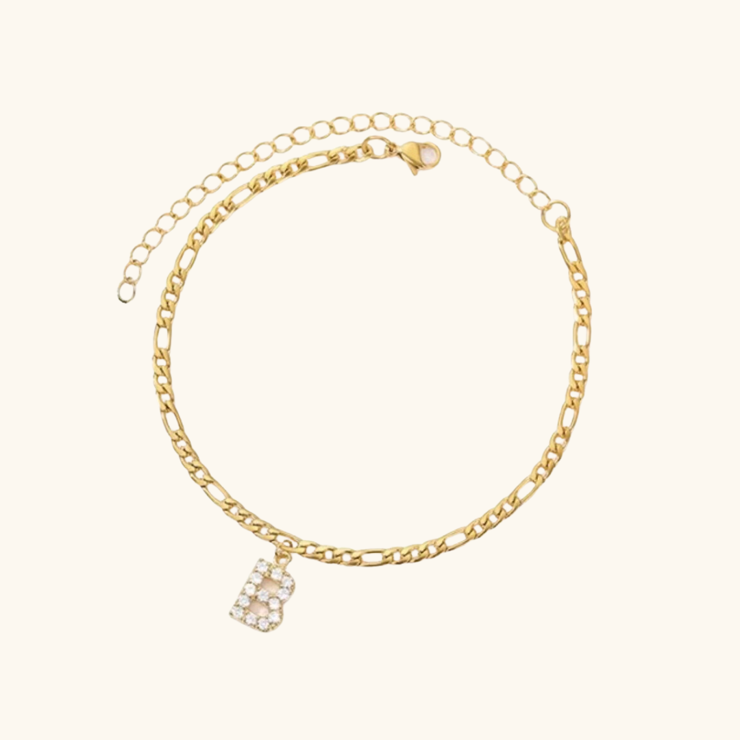 Cubic Zirconia Diamond Initial Letter Anklet