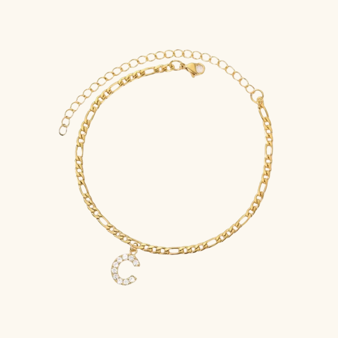 Cubic Zirconia Diamond Initial Letter Anklet