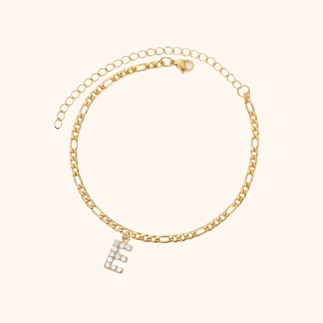 Cubic Zirconia Diamond Initial Letter Anklet