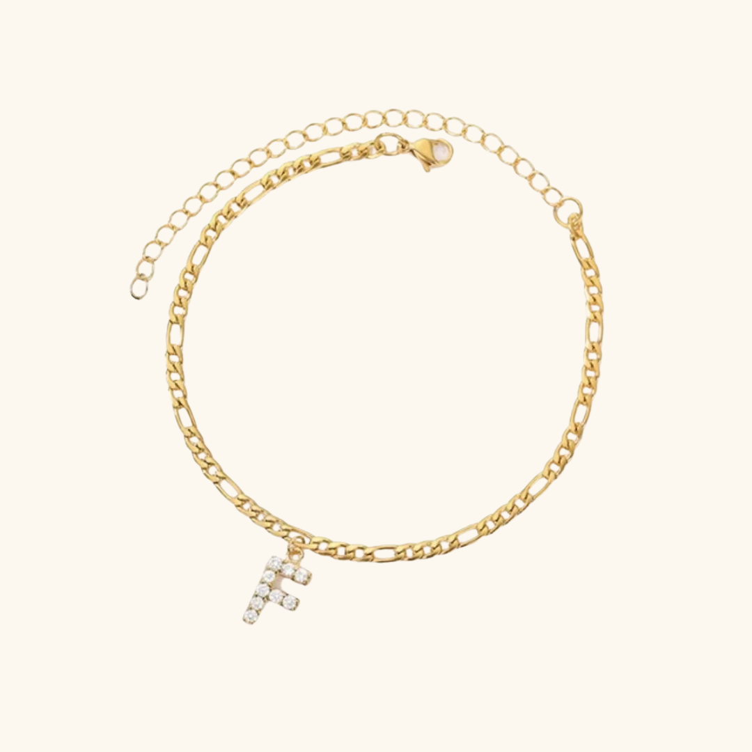 Cubic Zirconia Diamond Initial Letter Anklet