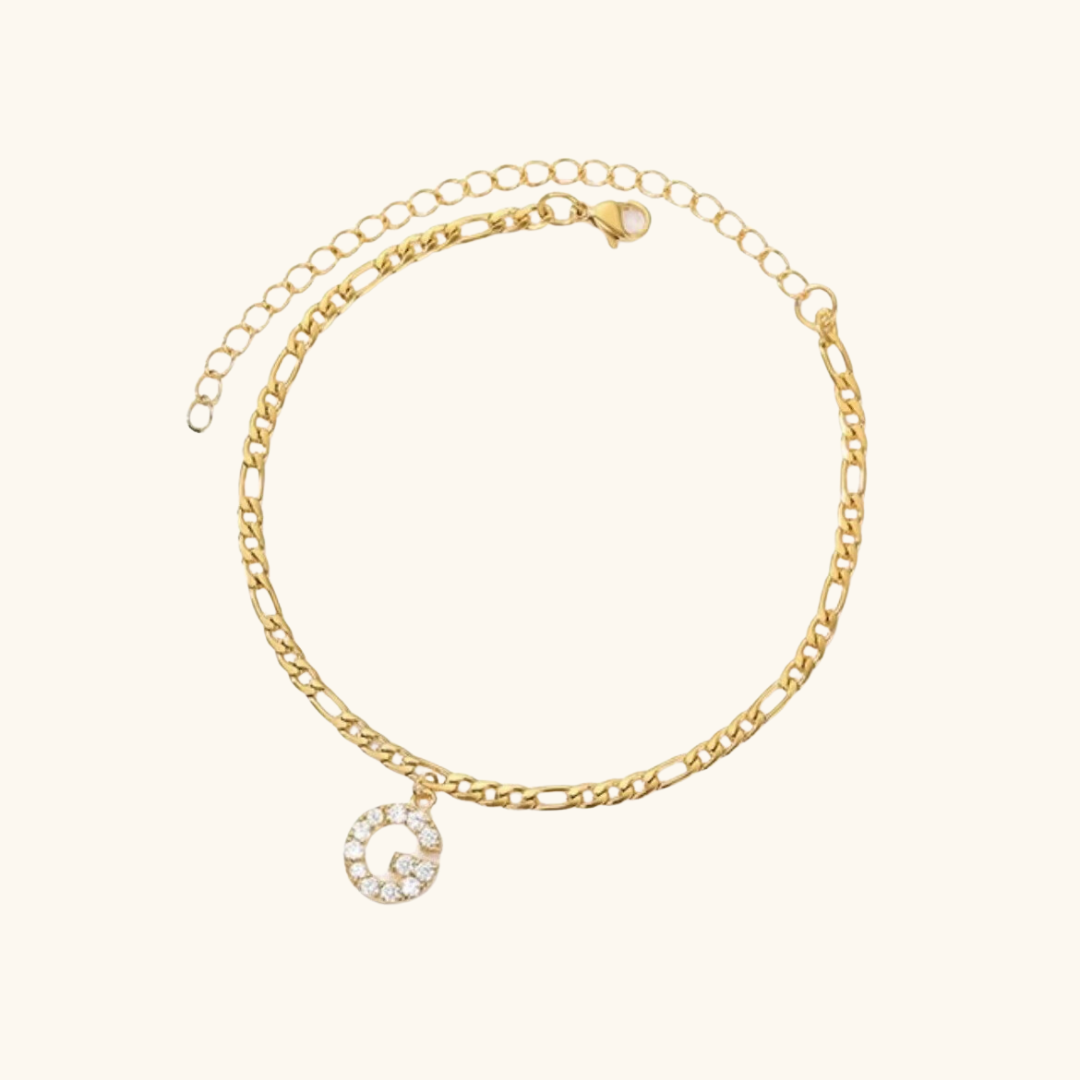 Cubic Zirconia Diamond Initial Letter Anklet
