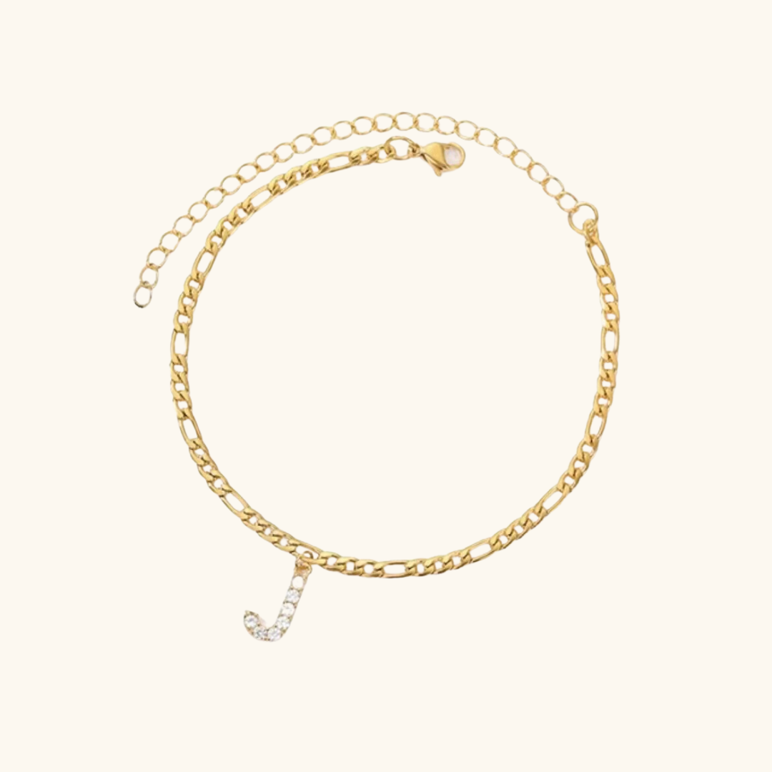 Cubic Zirconia Diamond Initial Letter Anklet