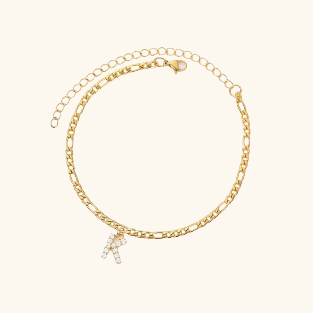 Cubic Zirconia Diamond Initial Letter Anklet