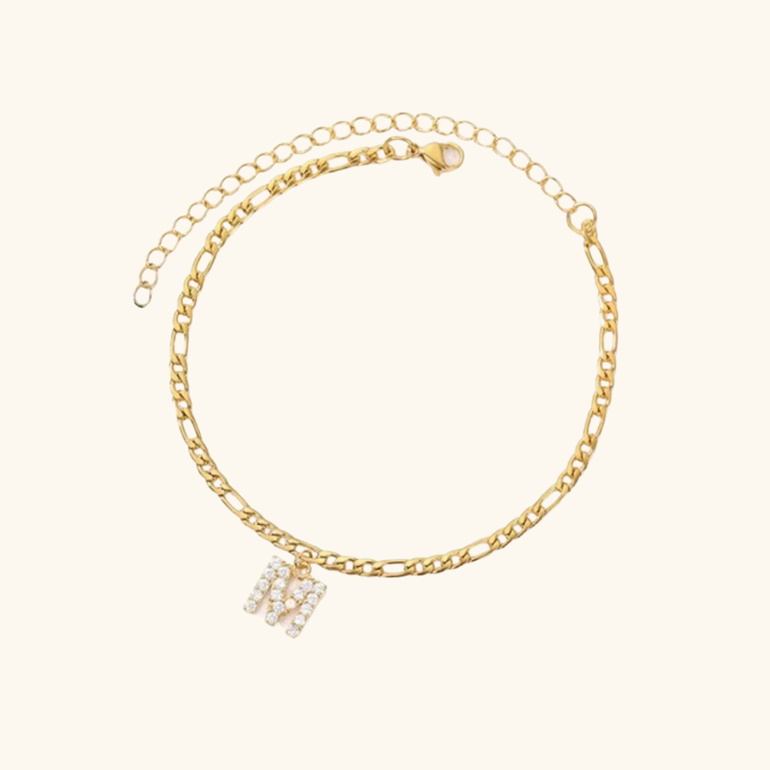 Cubic Zirconia Diamond Initial Letter Anklet