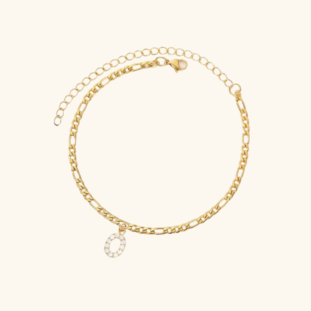 Cubic Zirconia Diamond Initial Letter Anklet