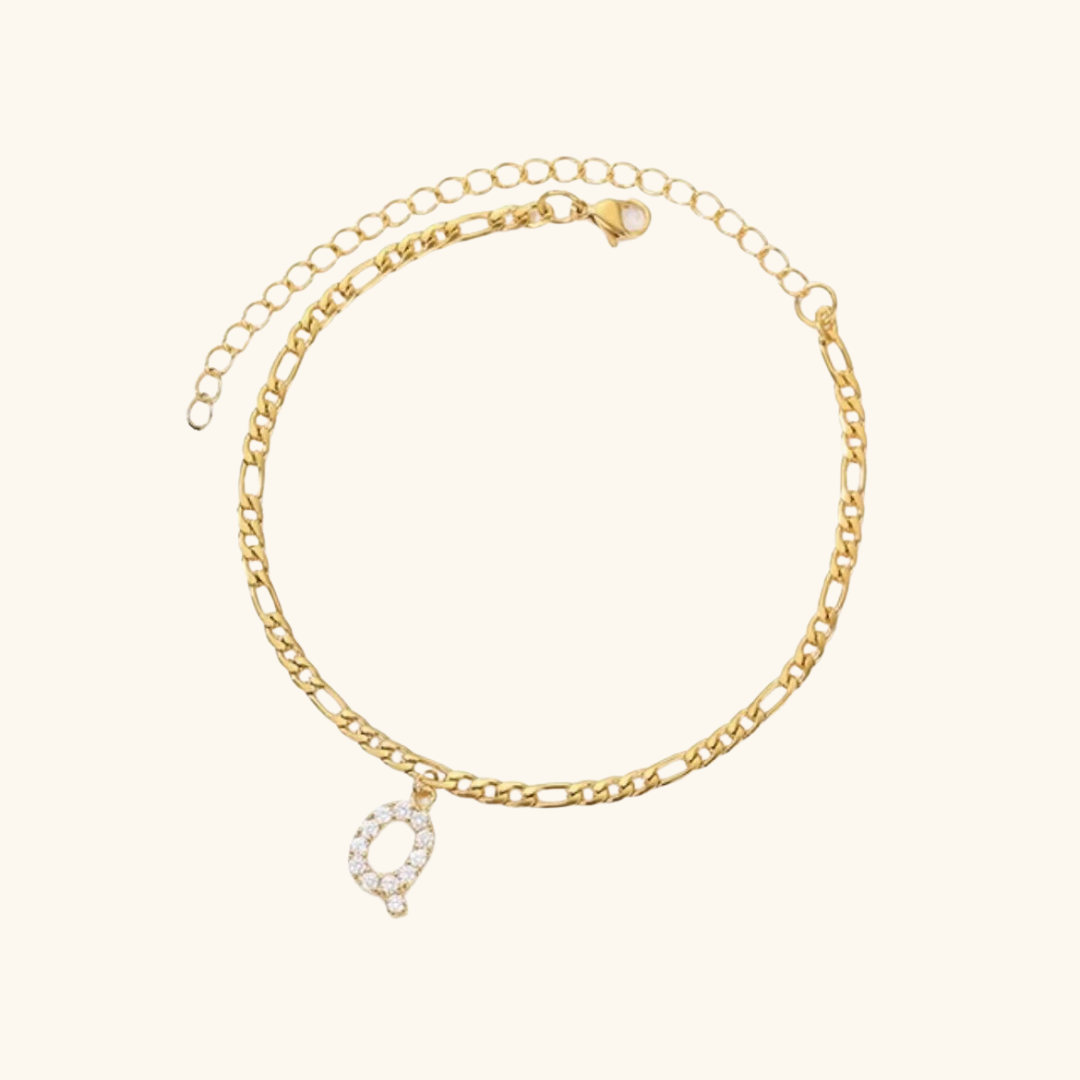 Cubic Zirconia Diamond Initial Letter Anklet