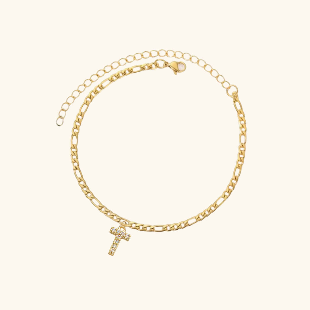 Cubic Zirconia Diamond Initial Letter Anklet