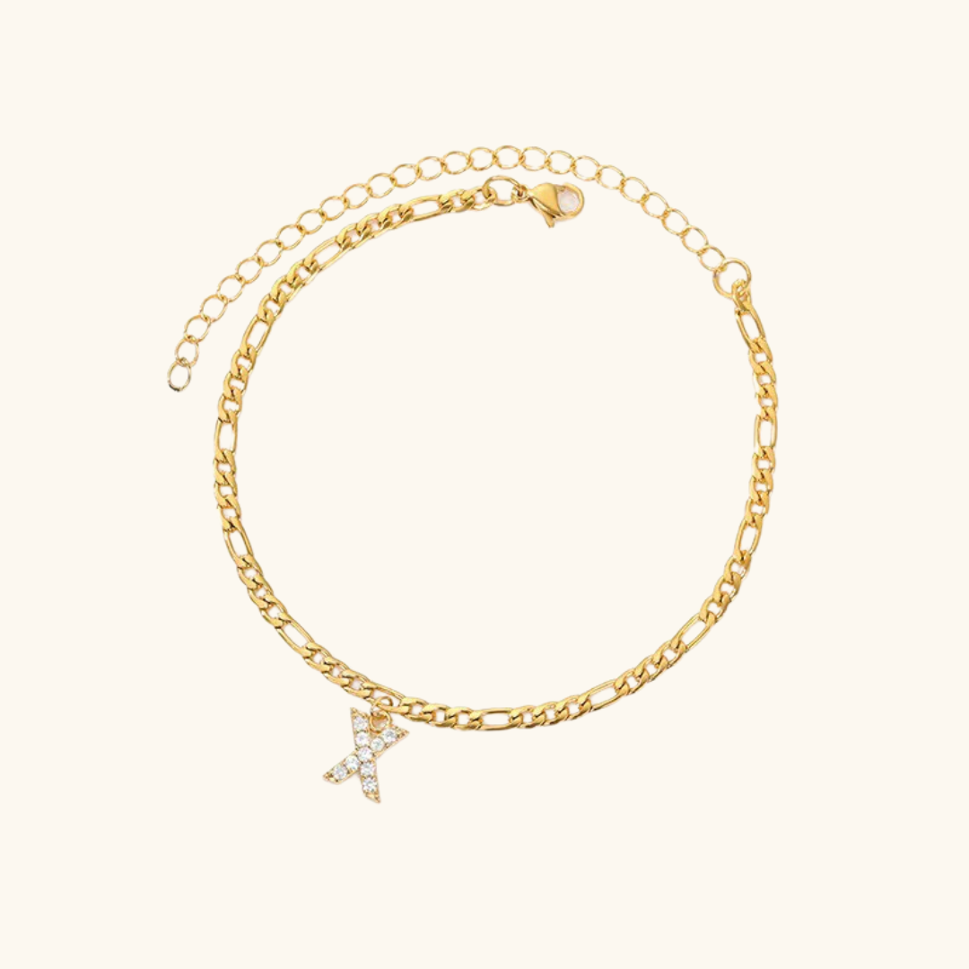 Cubic Zirconia Diamond Initial Letter Anklet