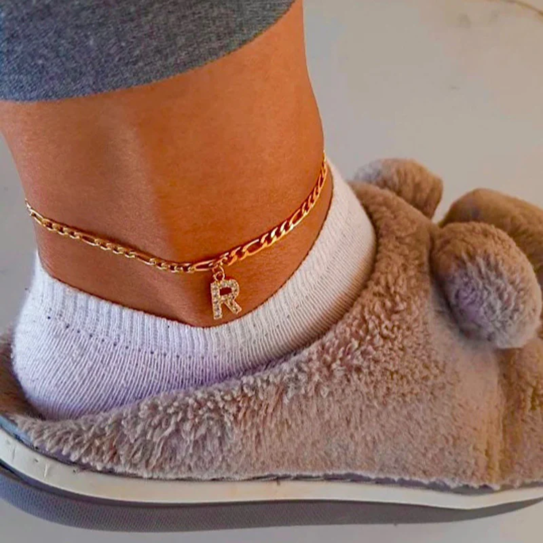 Cubic Zirconia Diamond Initial Letter Anklet