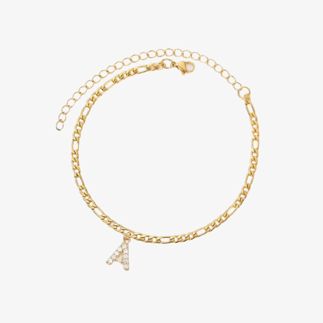 Cubic Zirconia Diamond Initial Letter Anklet