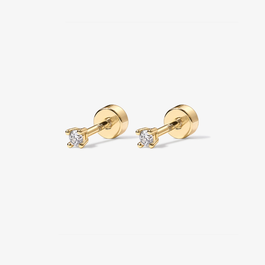 Dainty Diamond Flat Back Stud Earrings