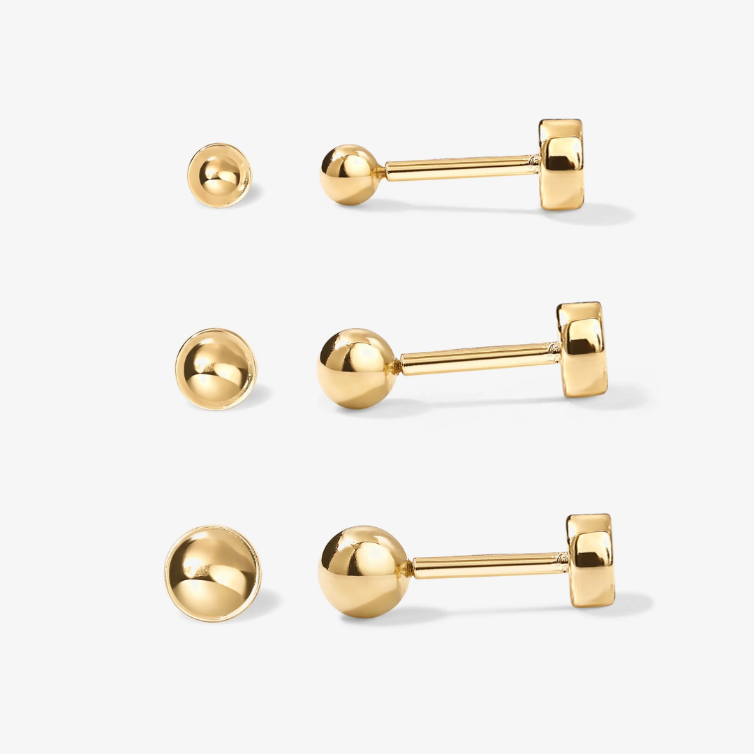 Dainty Sphere Flat Back Stud Earrings