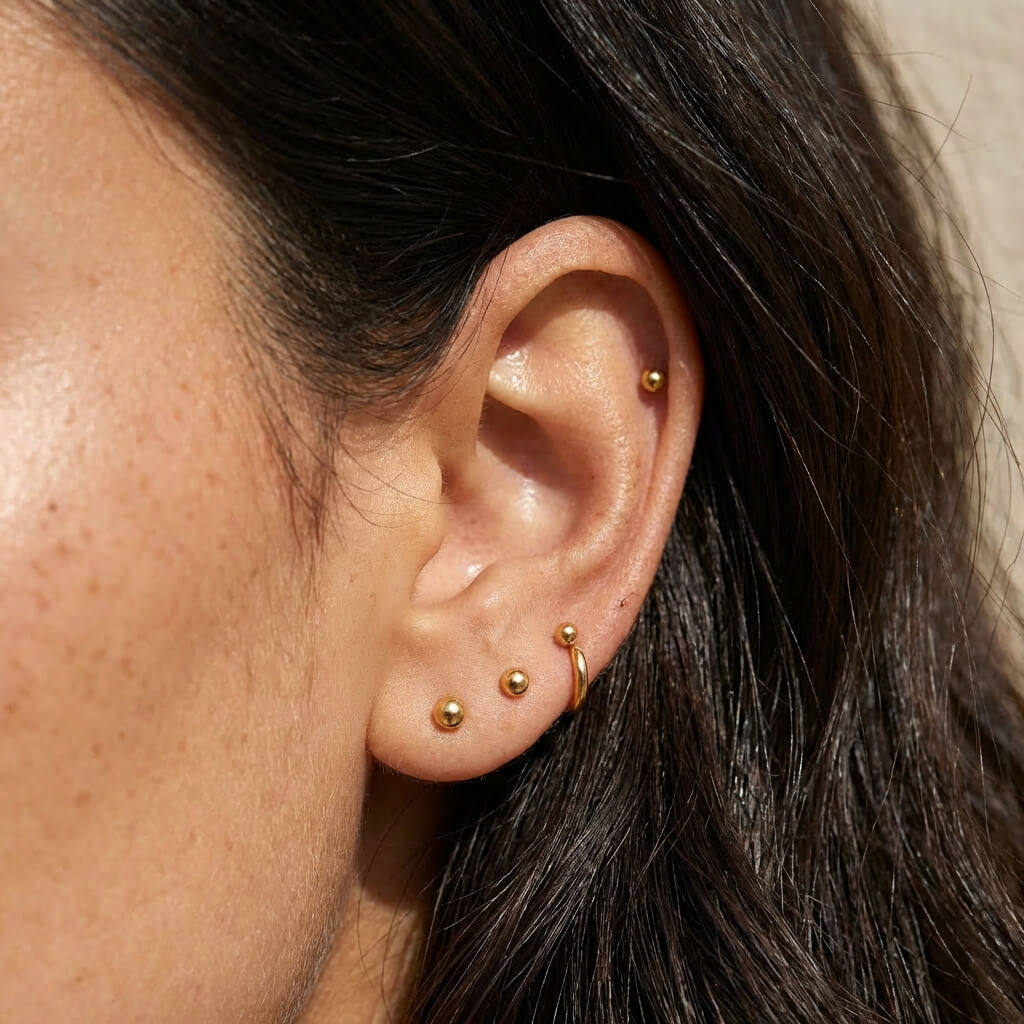 Dainty Sphere Flat Back Stud Earrings