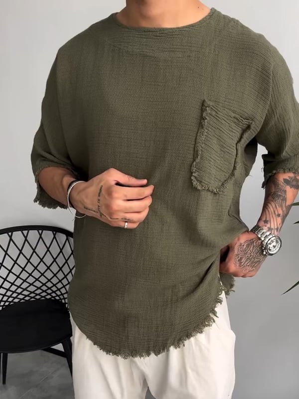 Davis - T-shirt in lino a maniche corte