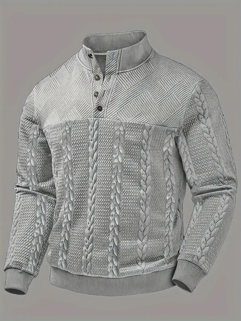 Dawson – Long-Sleeve Henley Sweater with Striped Pattern
