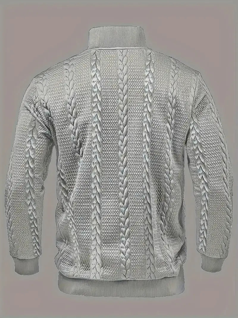 Dawson – Long-Sleeve Henley Sweater with Striped Pattern