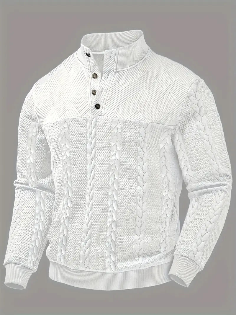 Dawson – Long-Sleeve Henley Sweater with Striped Pattern