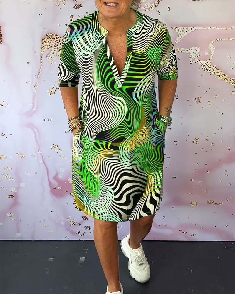 Diane – Colorful Dress with V-Neck