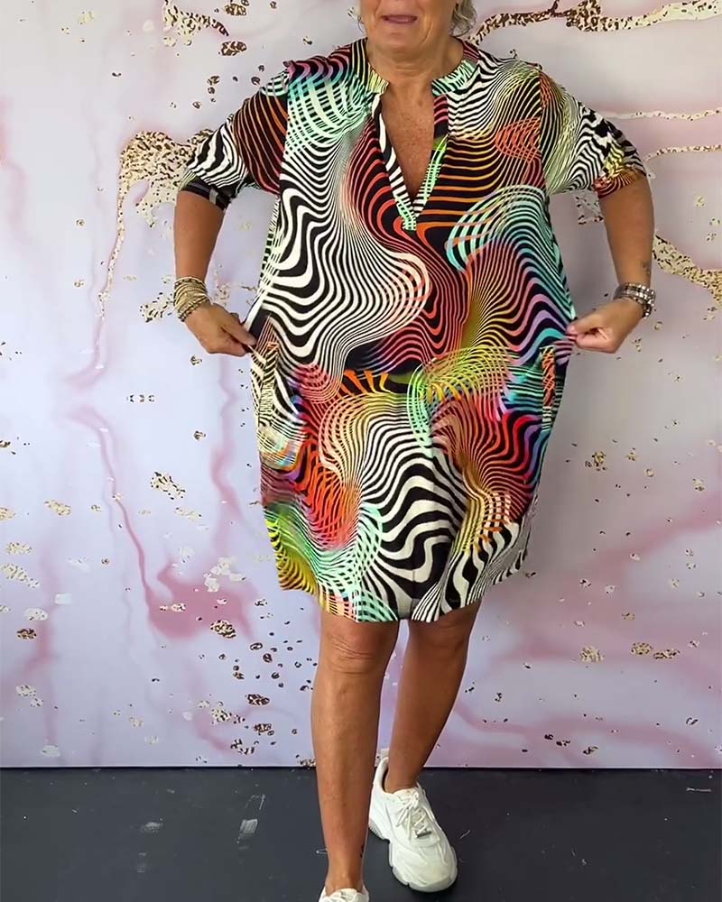 Diane – Colorful Dress with V-Neck