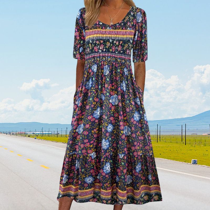 Dinara - Elegant Dress with Boho Prints