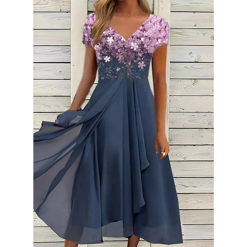 Doina – Stylish Dress with V-Neck and Prints