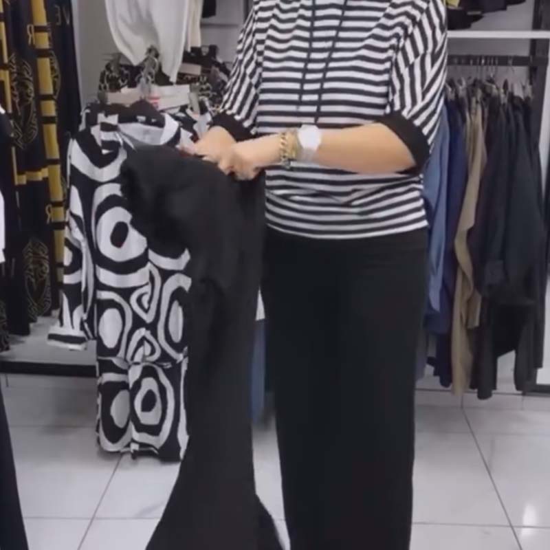 Dwiska – Striped Top and Solid Color Pants Set