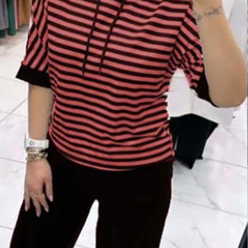 Dwiska – Striped Top and Solid Color Pants Set