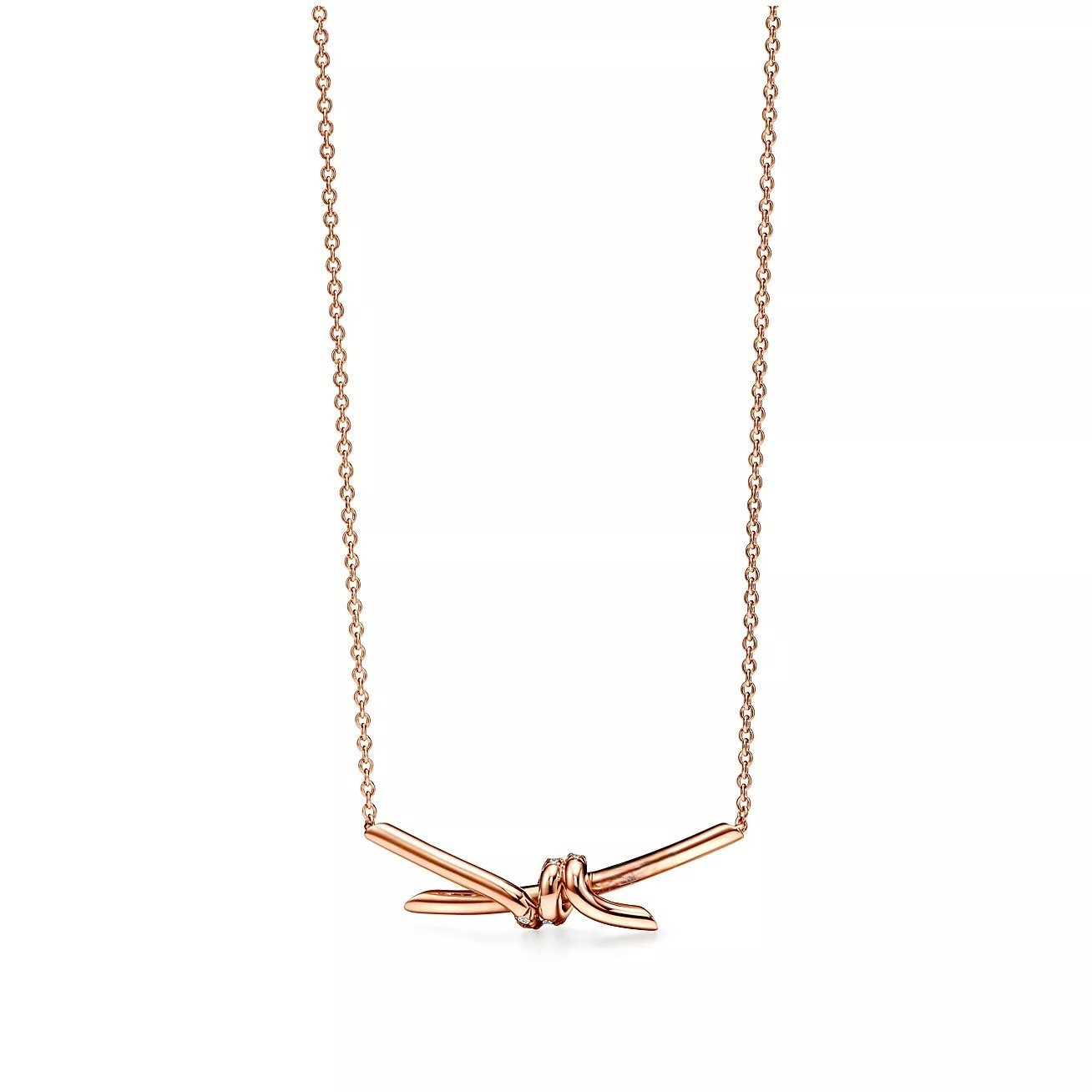 ELSIE LOVE Knot Pendant with Zirconia | V Gold 18K Gold Plated Adjustable Minimalist Necklace