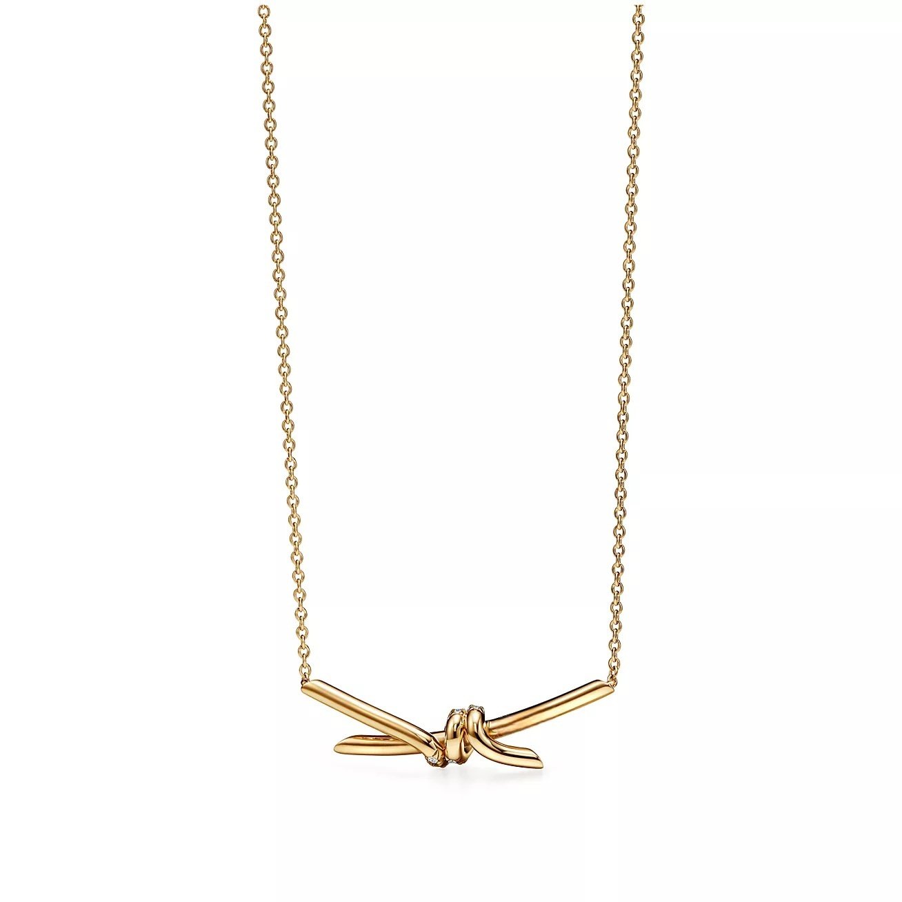 ELSIE LOVE Knot Pendant with Zirconia | V Gold 18K Gold Plated Adjustable Minimalist Necklace