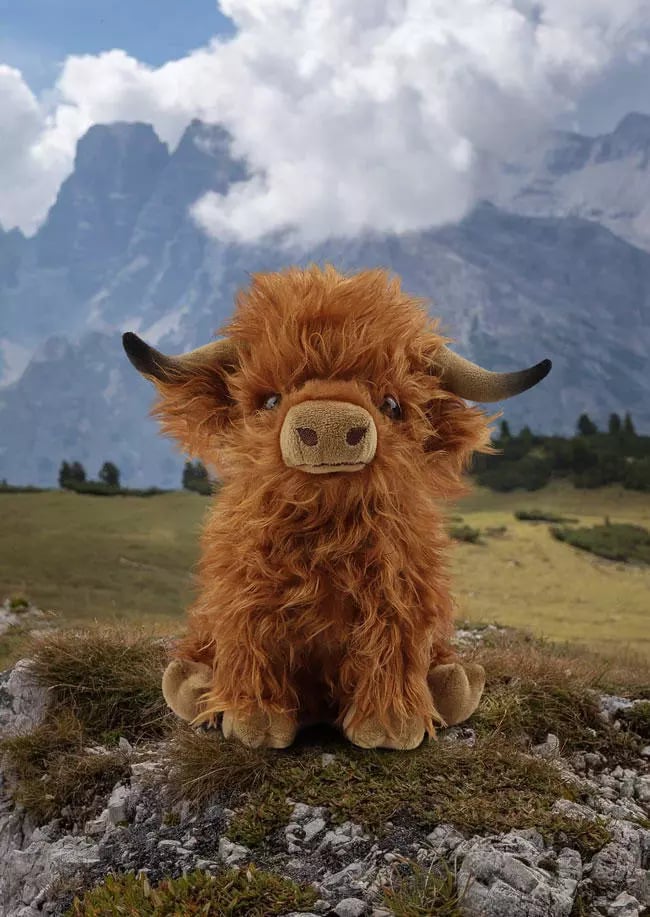 Jouet en peluche écologique vache des Highlands écossaise