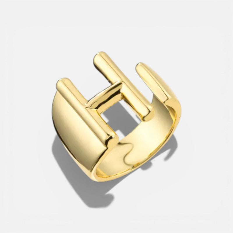 Elarique Initial Statement Adjustable Ring