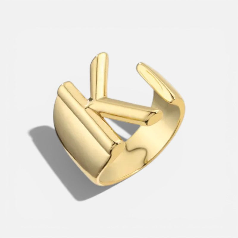 Elarique Initial Statement Adjustable Ring