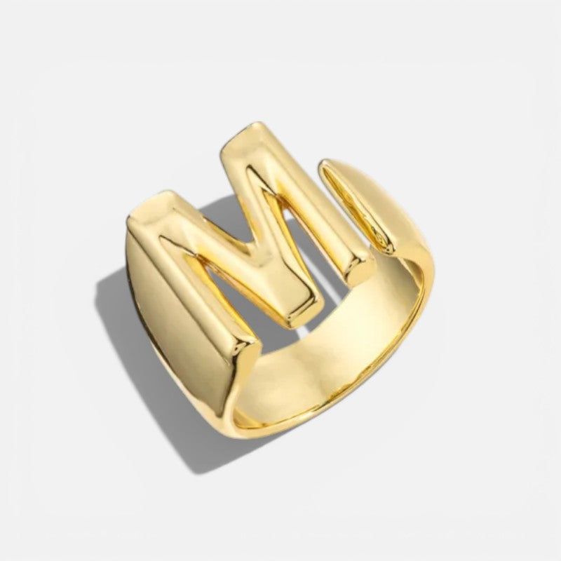 Elarique Initial Statement Adjustable Ring