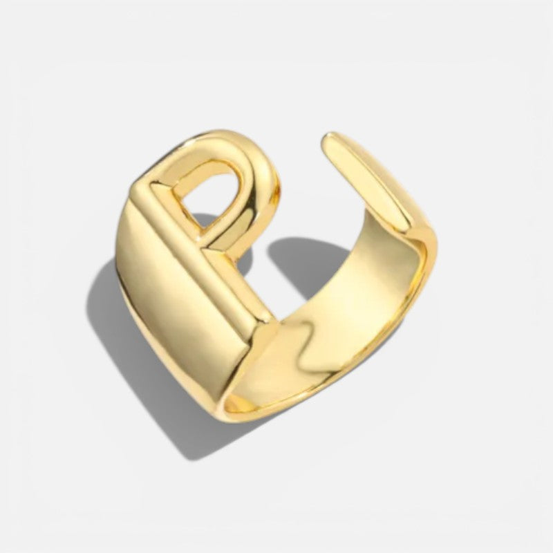 Elarique Initial Statement Adjustable Ring
