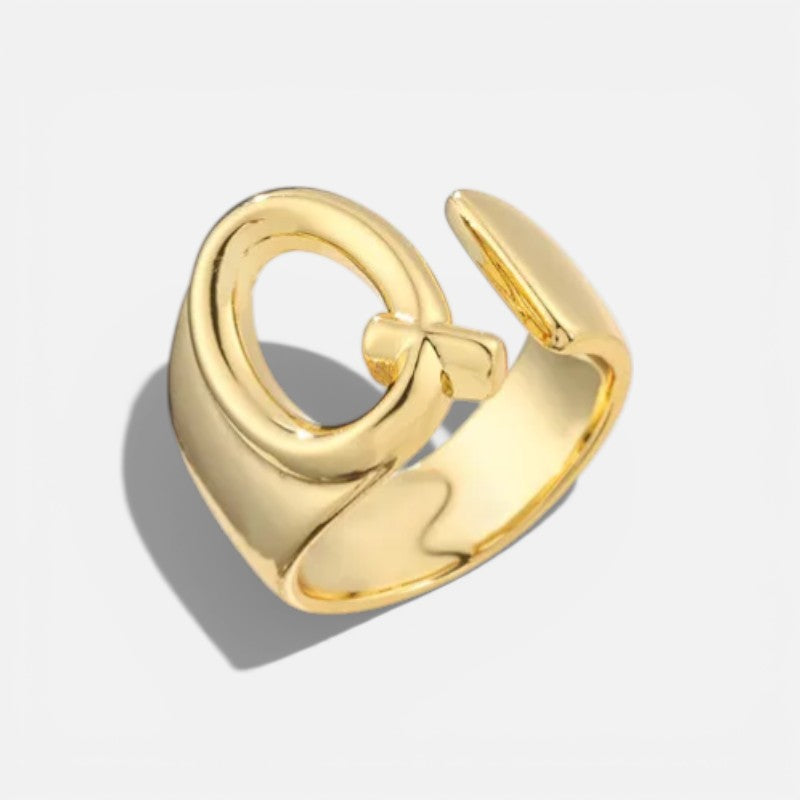 Elarique Initial Statement Adjustable Ring