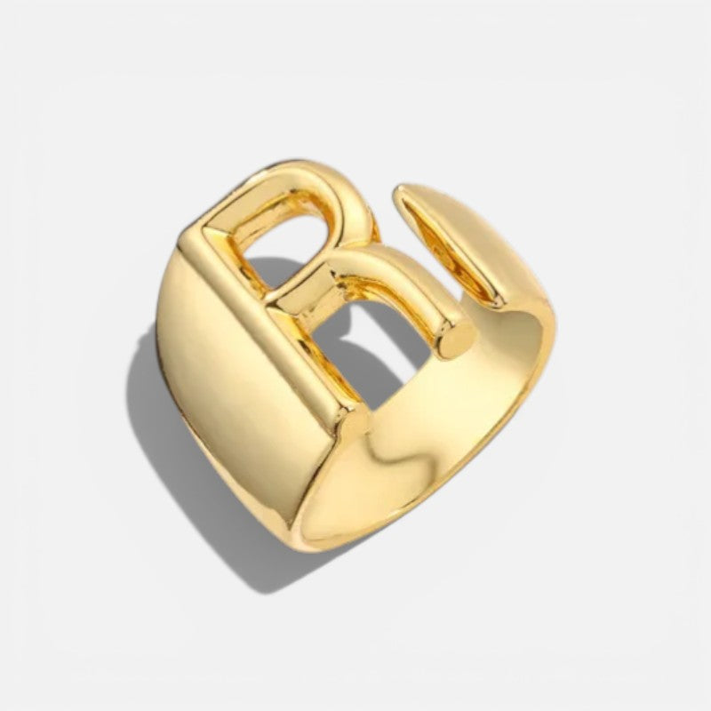 Elarique Initial Statement Adjustable Ring
