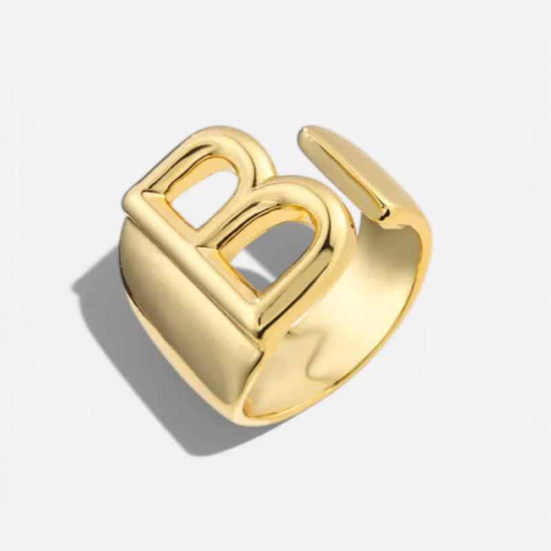 Elarique Initial Statement Adjustable Ring