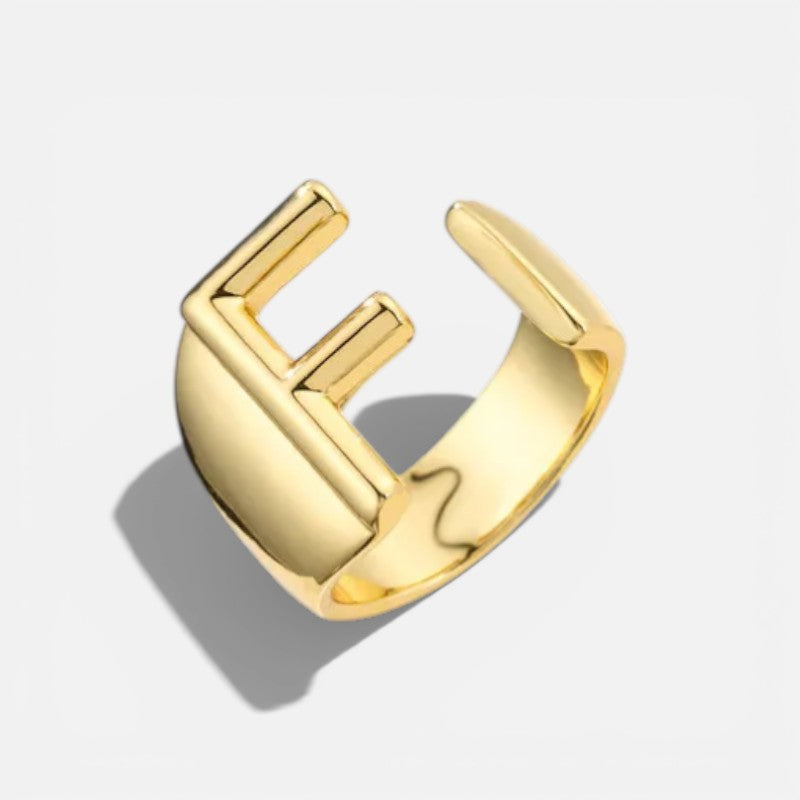 Elarique Initial Statement Adjustable Ring
