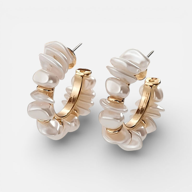 Elaris Vintage Baroque Pearl Hoop Earrings