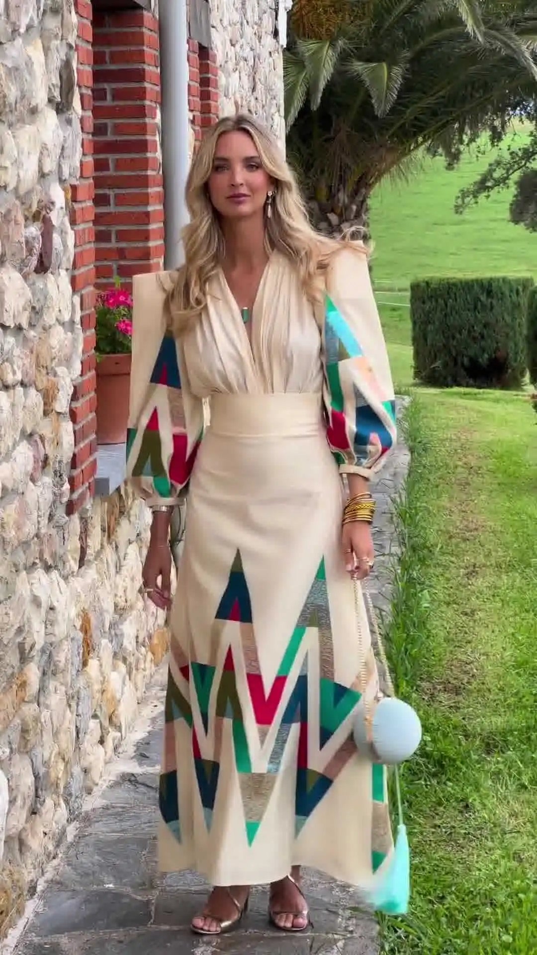 Eleni – Printed 2-Piece Set with V-Neck