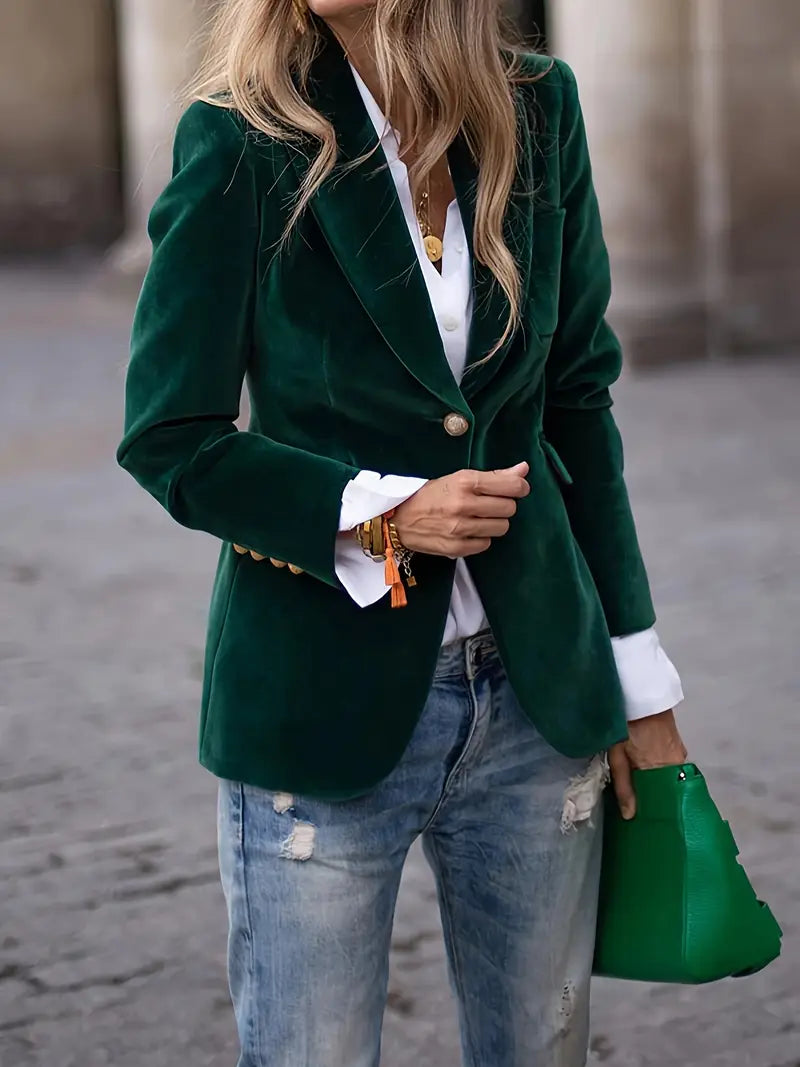 Elīna – Fashionable Velvet Blazer