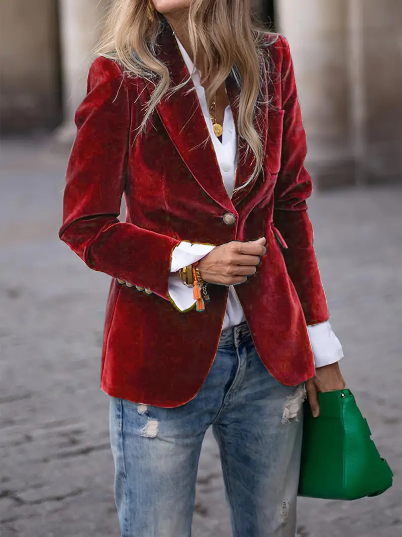 Elīna – Fashionable Velvet Blazer