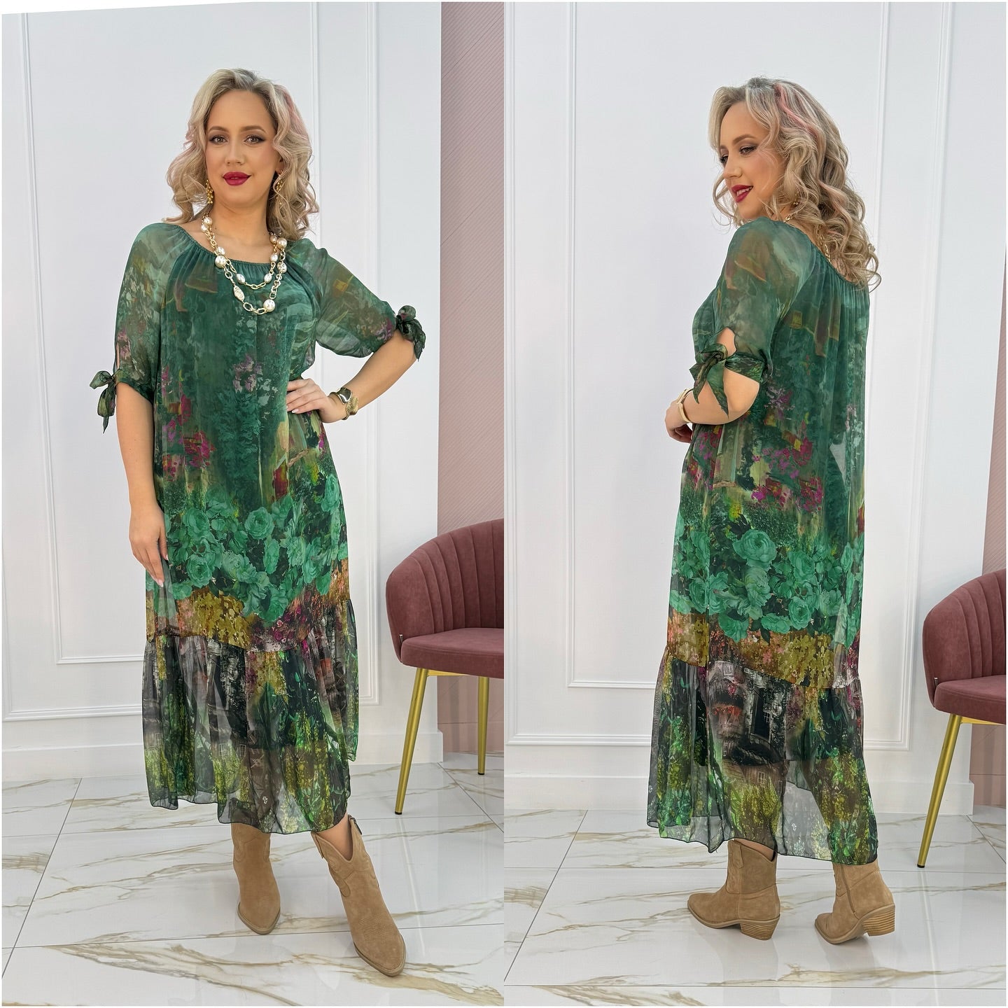 Eliska – Elegant Maxi Dress with Floral Pattern