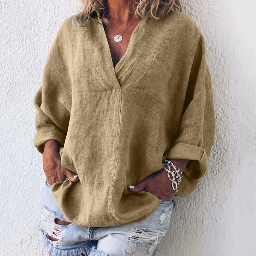 Evelin™ – Casual Long Sleeve V-Neck Tops in Plus Size