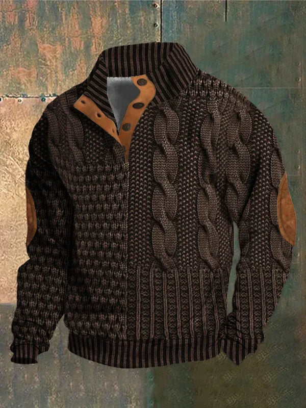 Everette – Patchwork Sweater with Cable Knit Pattern