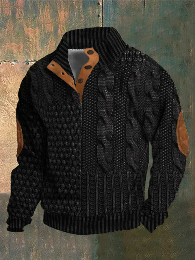 Everette – Patchwork Sweater with Cable Knit Pattern