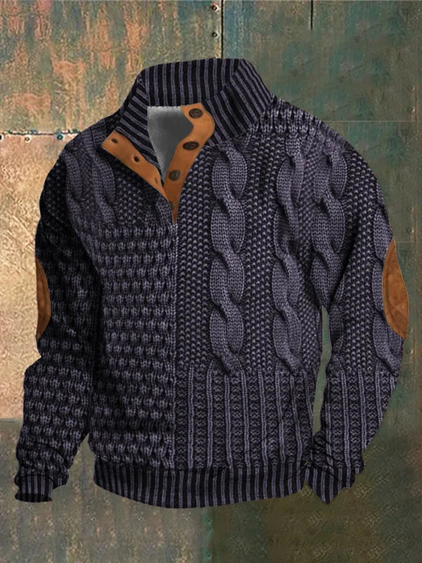 Everette – Patchwork Sweater with Cable Knit Pattern