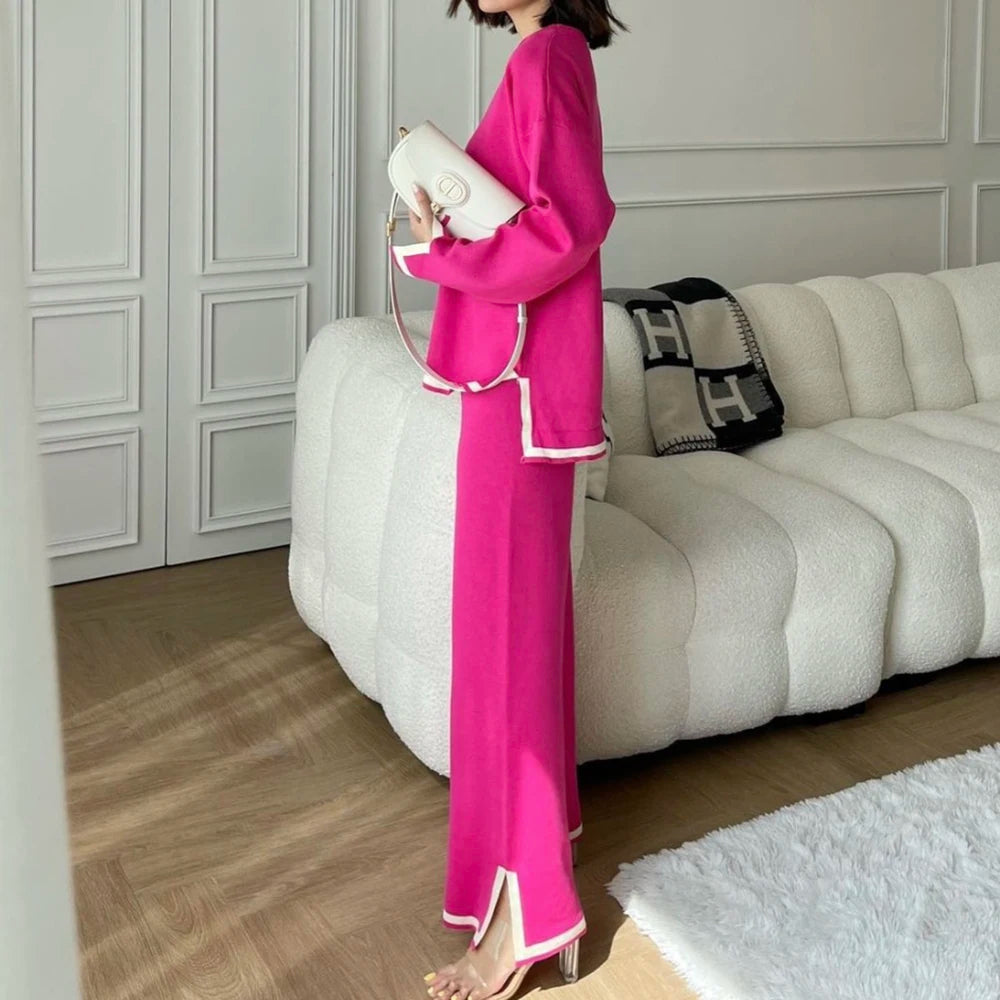 Farida – Long Sleeve Sweater and Wide Leg Pants Set