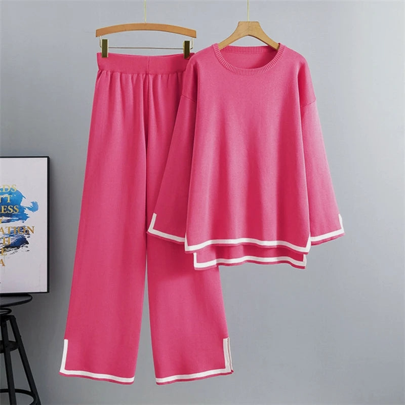 Farida – Long Sleeve Sweater and Wide Leg Pants Set